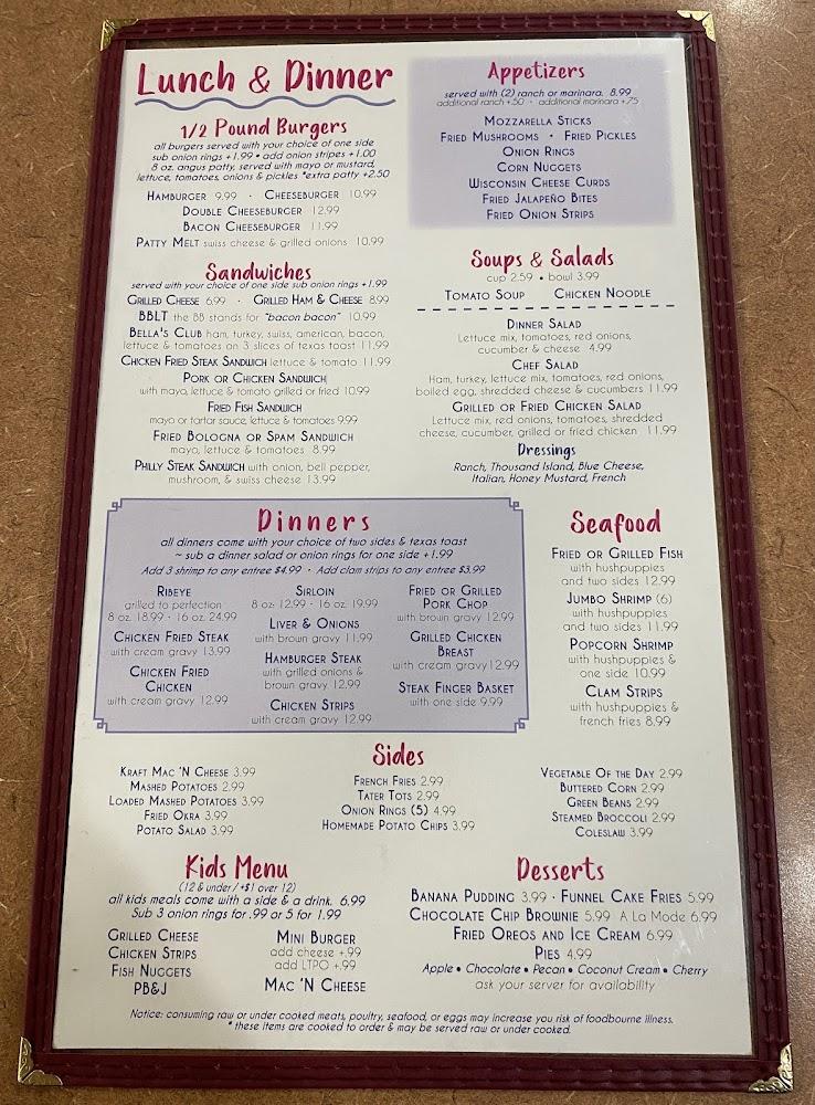 Bella Blue Cafe Menu image 1
