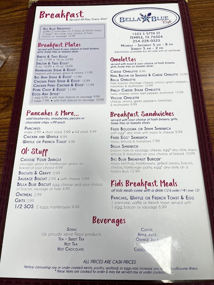 Bella Blue Cafe Menu image 4